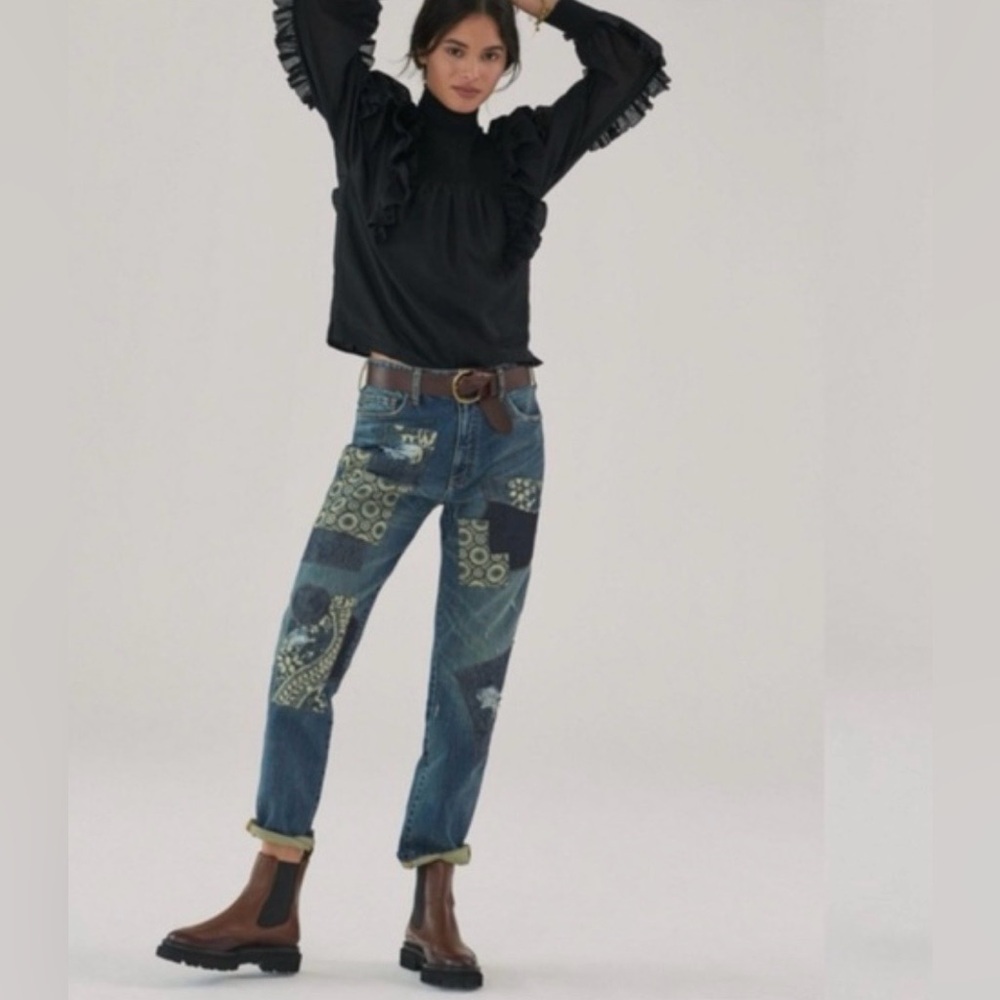 Anthropologie Pilcro The Borrowed Boyfriend Patchwork Jeans- size 26